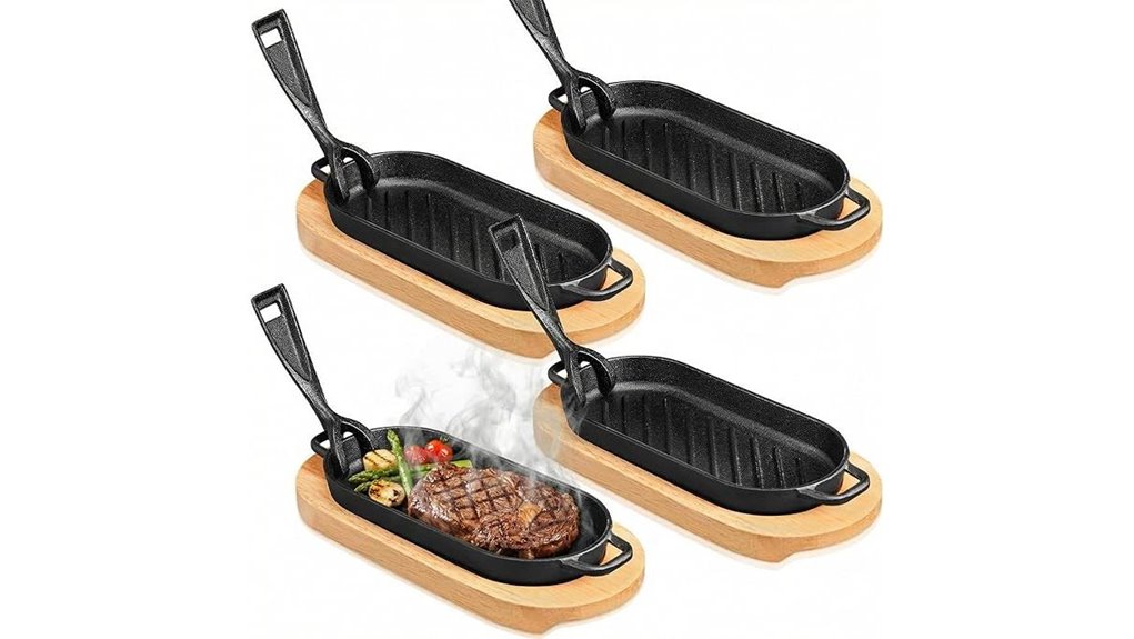 four piece cast iron skillets