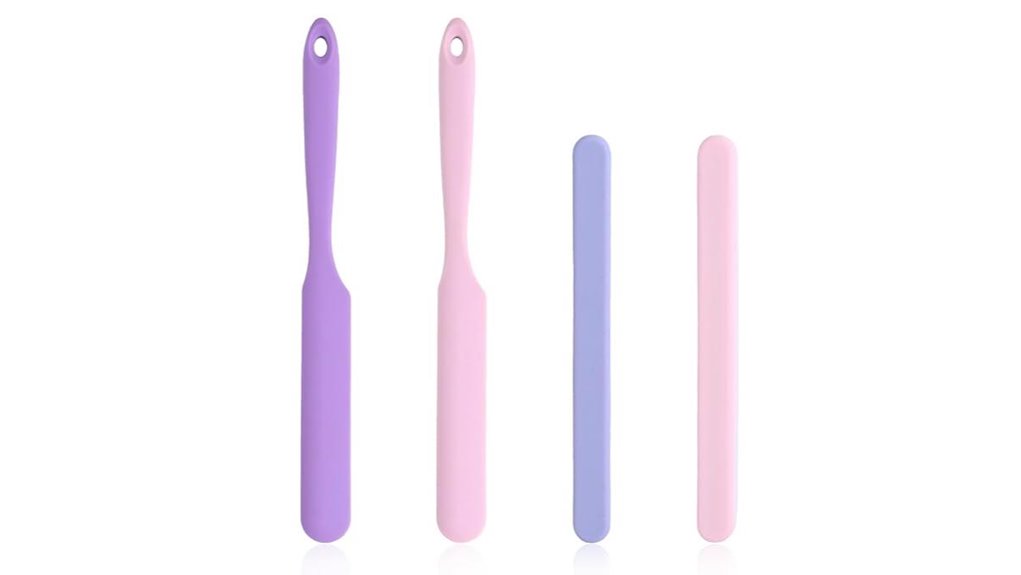 four reusable silicone spatulas