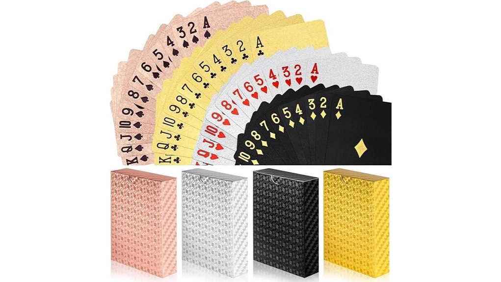 four waterproof foil decks