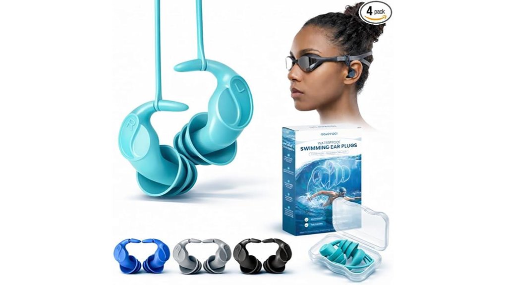four waterproof silicone earplugs