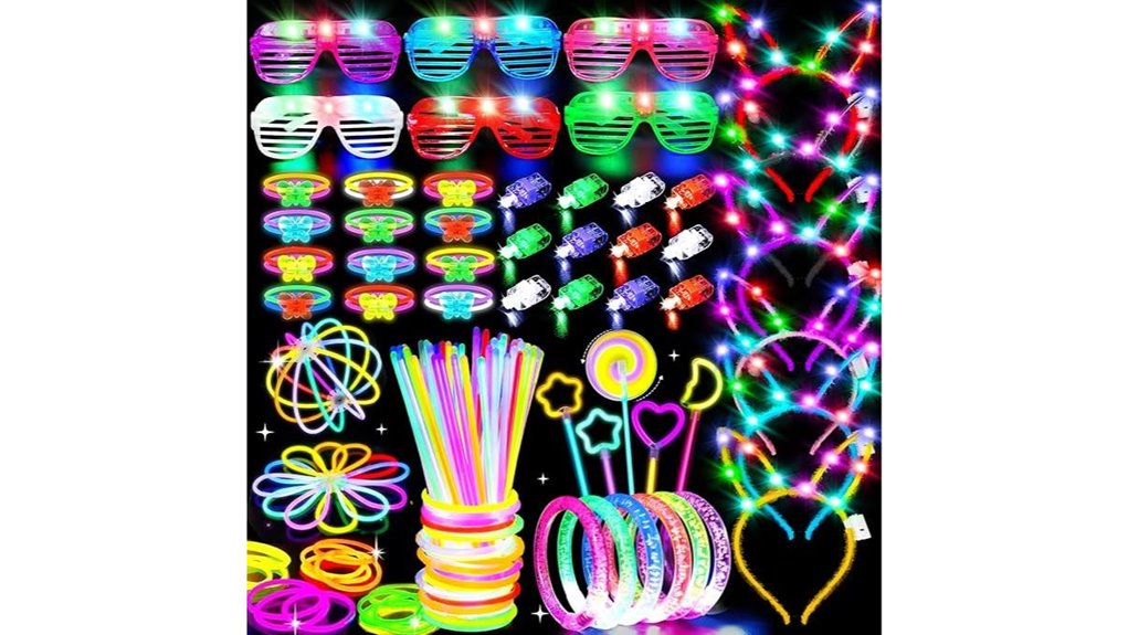 glow in dark 156 piece party supplies