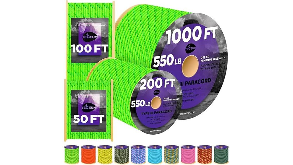 glow paracord colors lengths