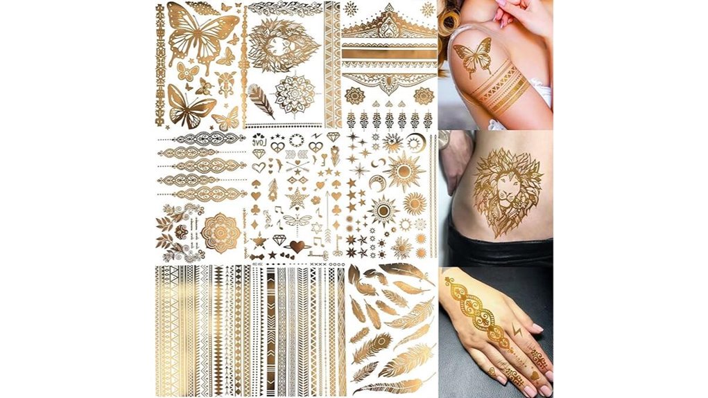 gold metallic temporary tattoos
