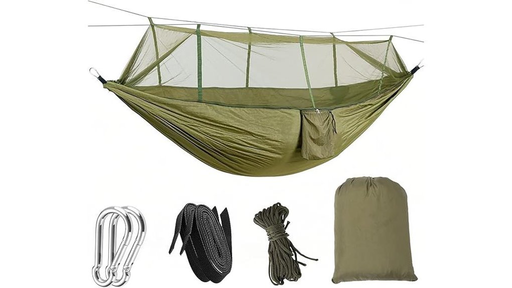green mosquito resistant camping hammock