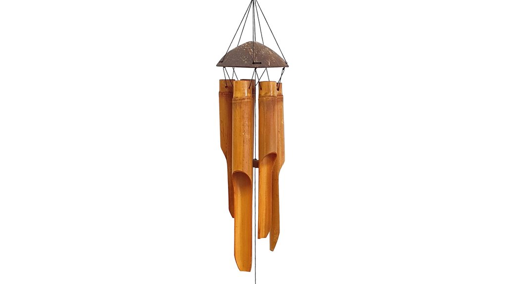 handcrafted five bamboo coconut chimes