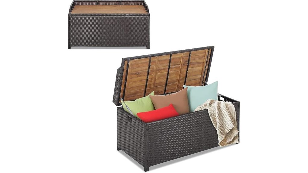 happygrill acacia rattan bench