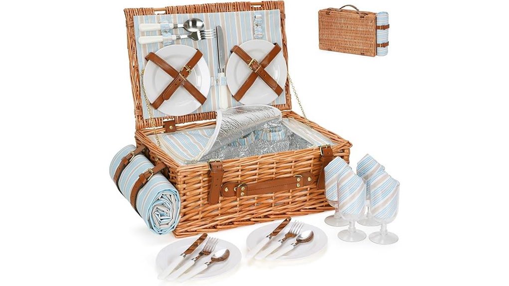 happypicnic wicker 4 person basket