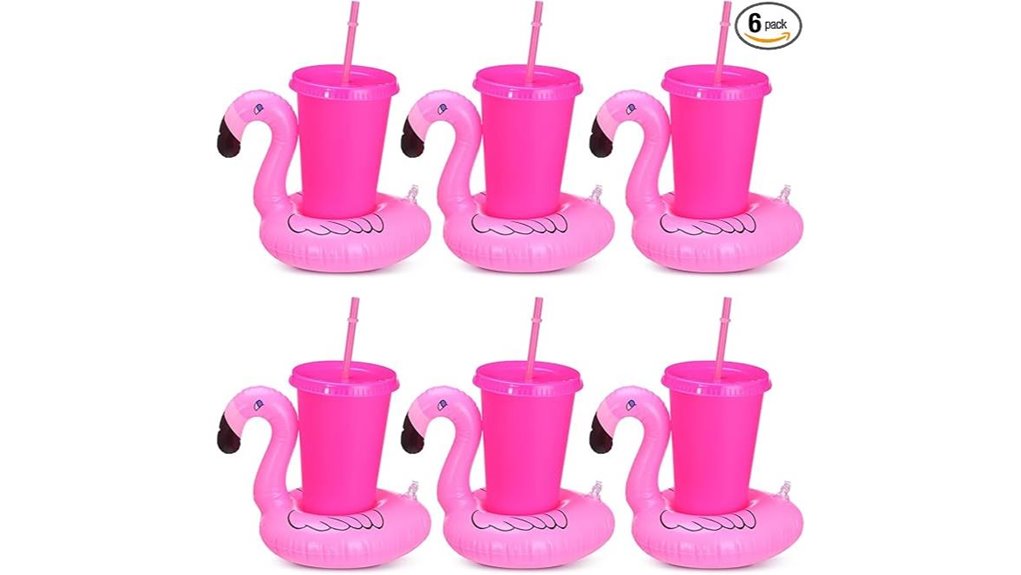 inflatable flamingo drink holders