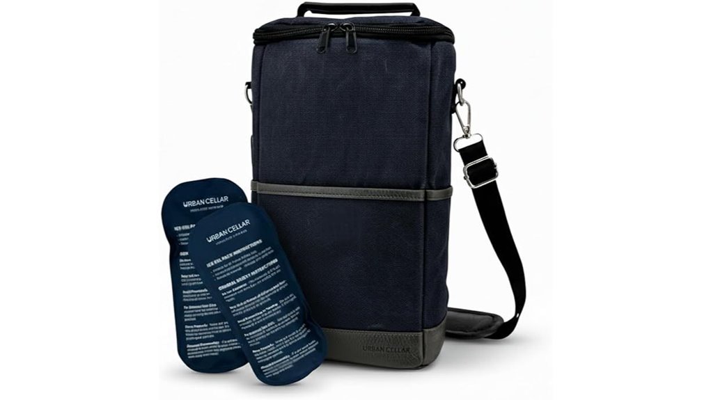 insulated 2 bottle wine tote