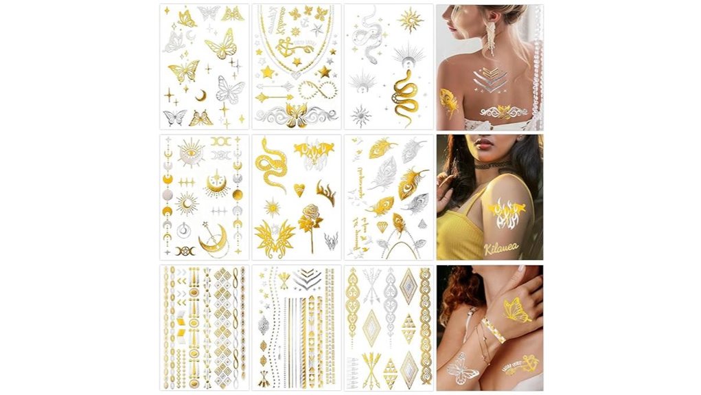 konsait 9 sheet metallic tattoos