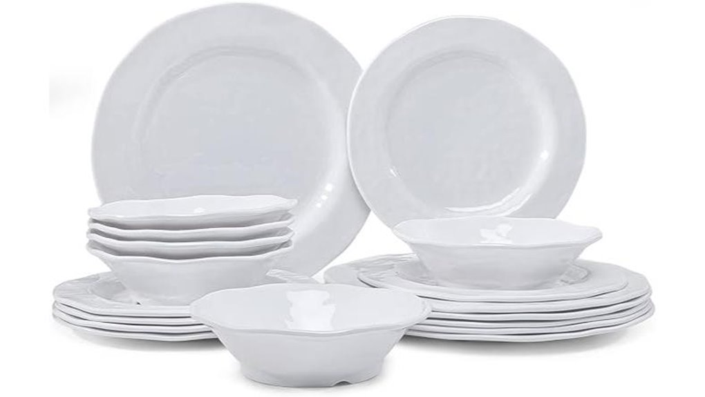 leha 18 piece white melamine