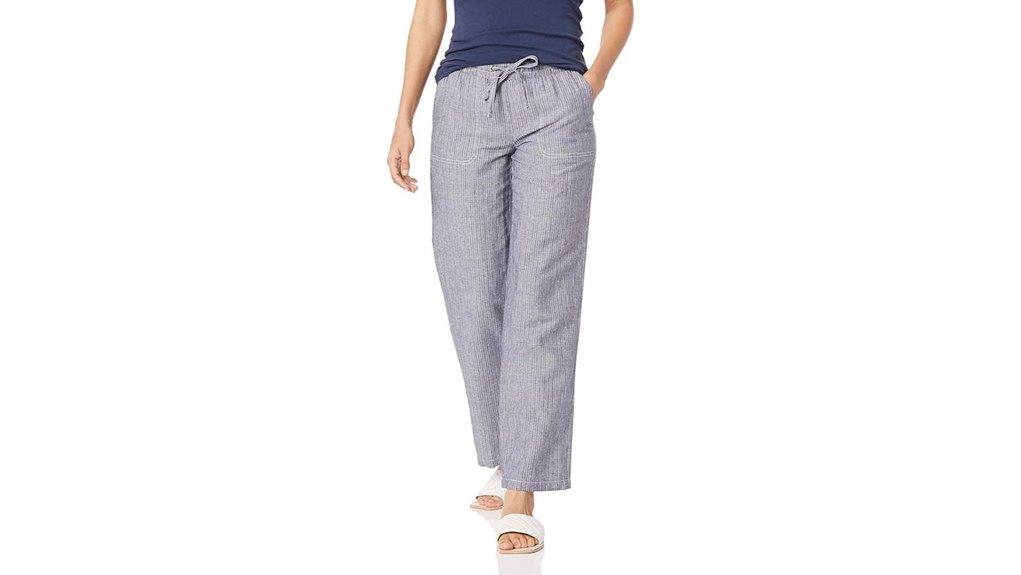 linen drawstring wide leg pants