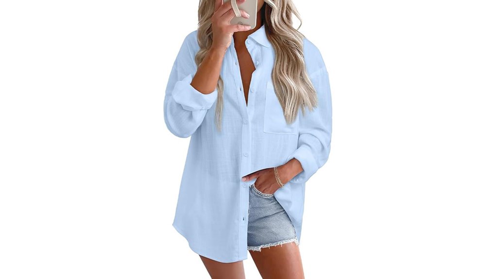 loose cotton linen v neck