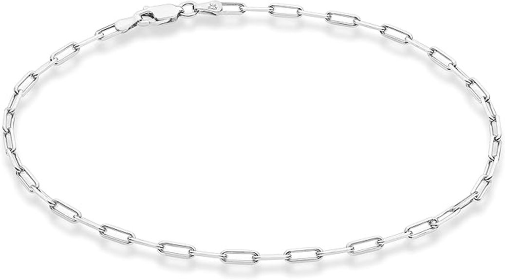 miabella silver paperclip anklet