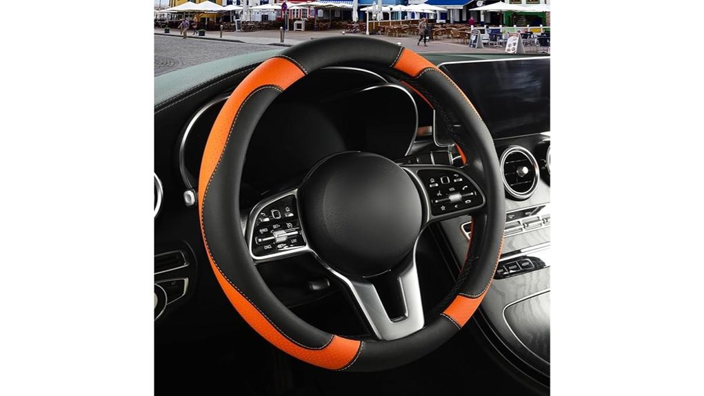 microfiber leather black orange