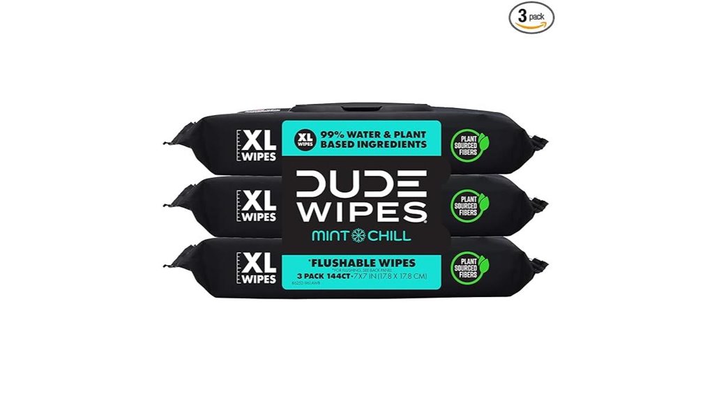 mint chill flushable adult wipes