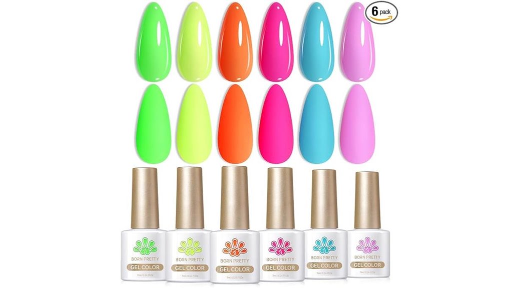 neon gel nail set