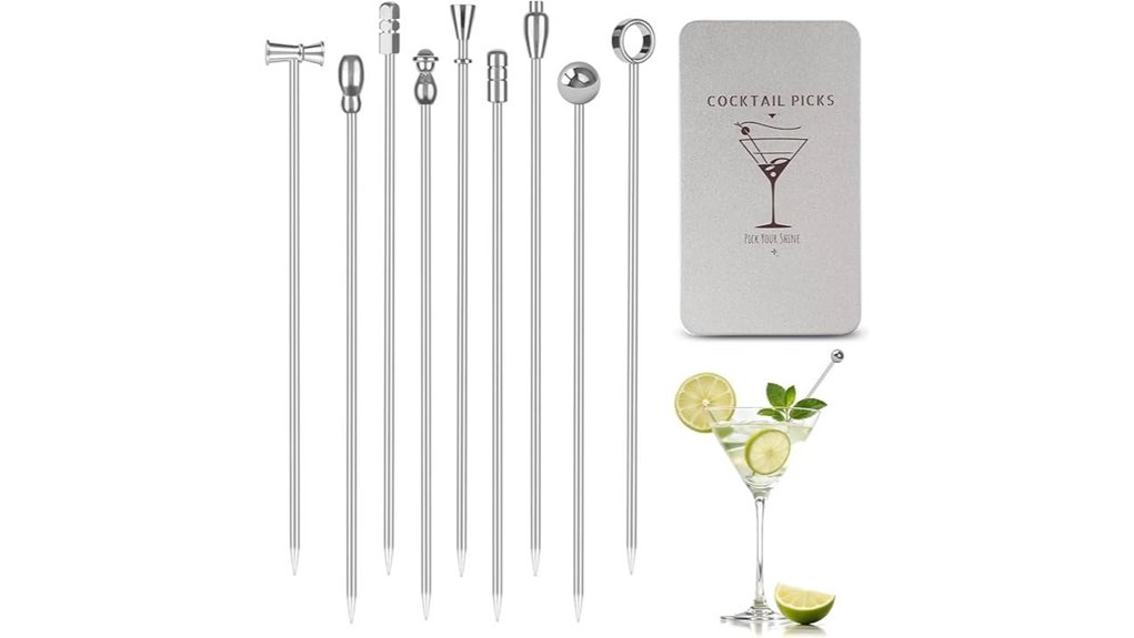 nine stainless steel skewers