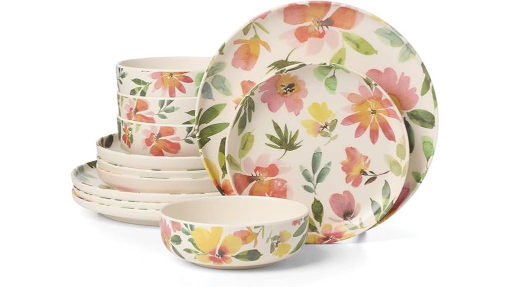 oneida 12 piece floral melamine