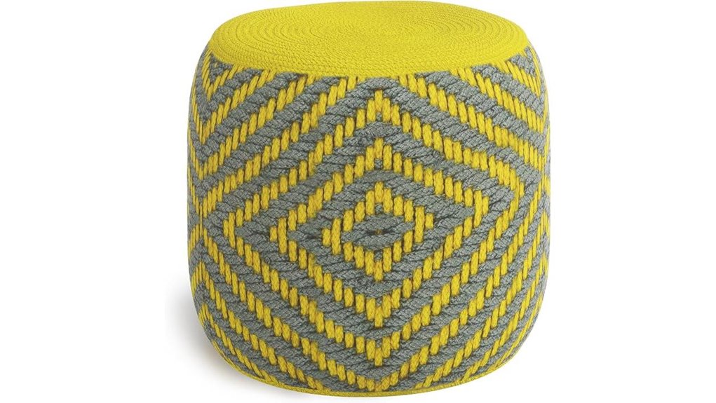 outdoor indoor grey yellow pouf