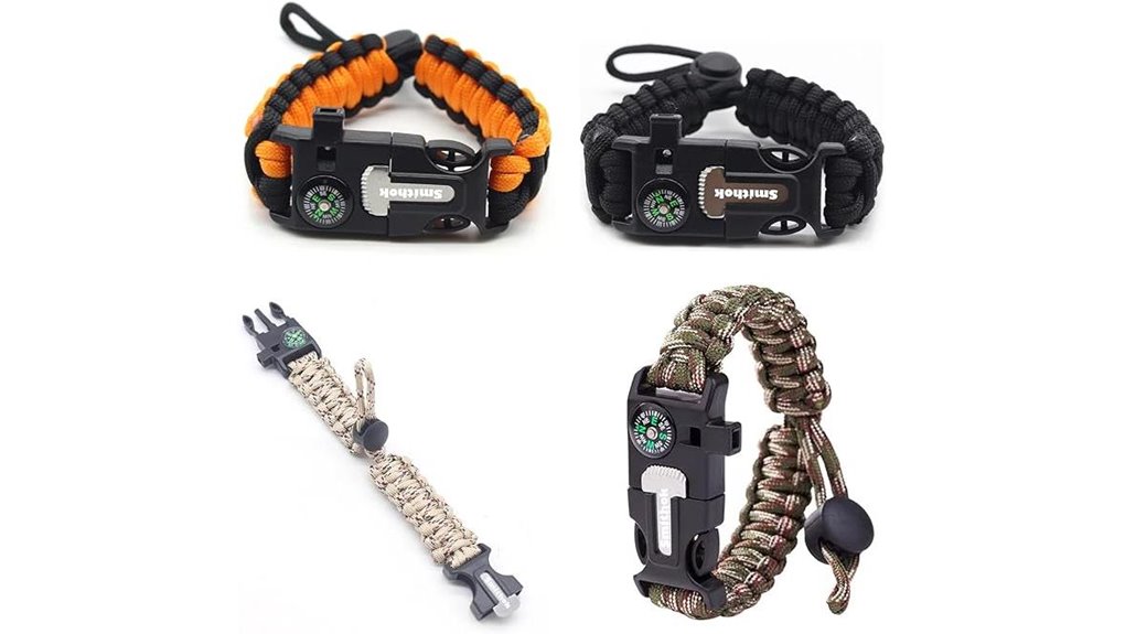 paracord whistle compass 4 pack