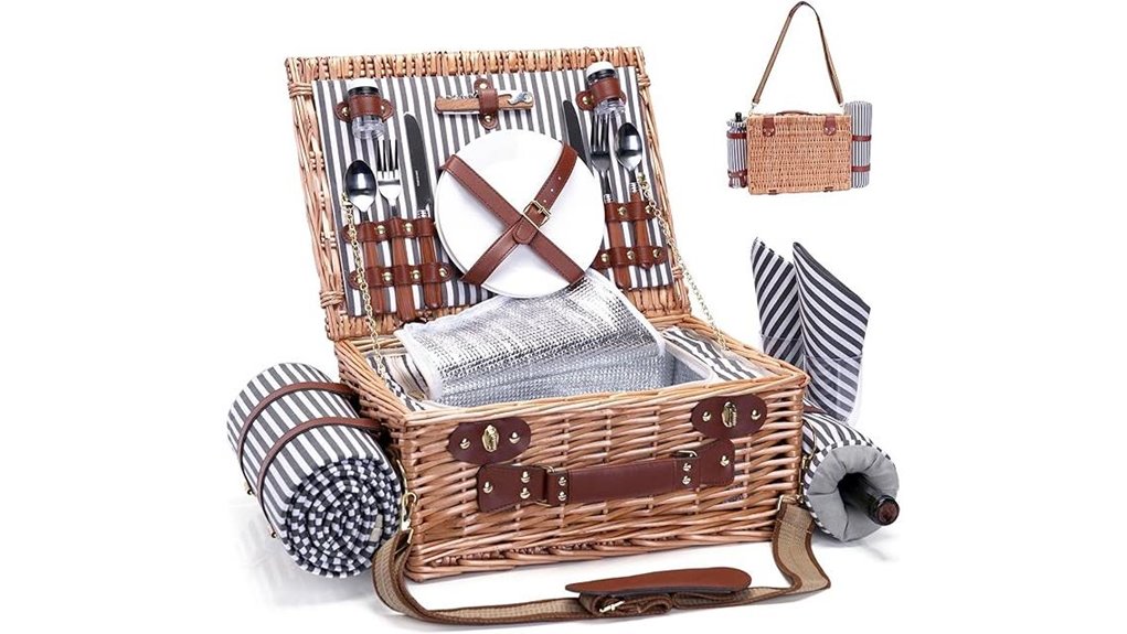 picnic set blanket wine