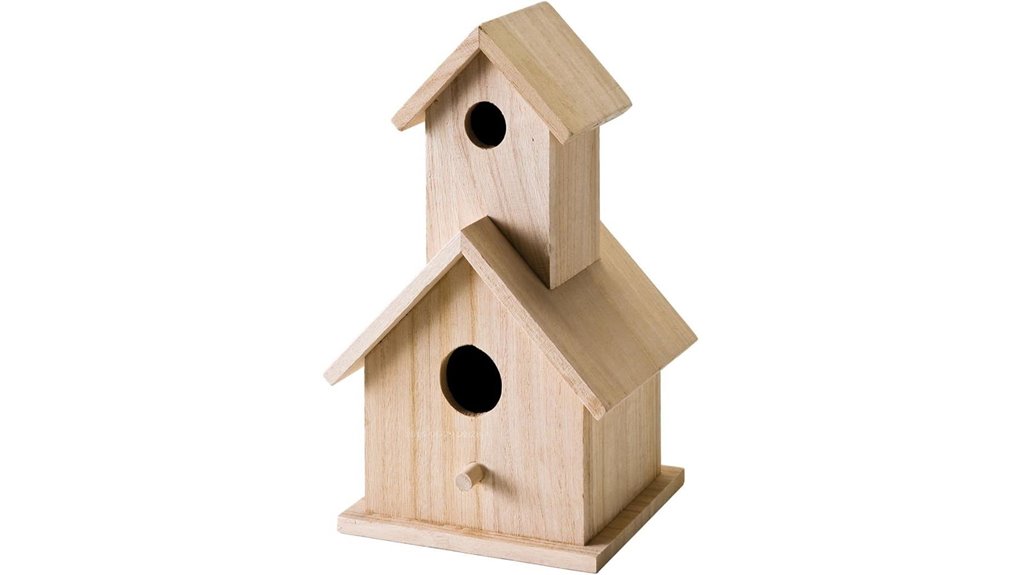 plaid beige birdhouse story