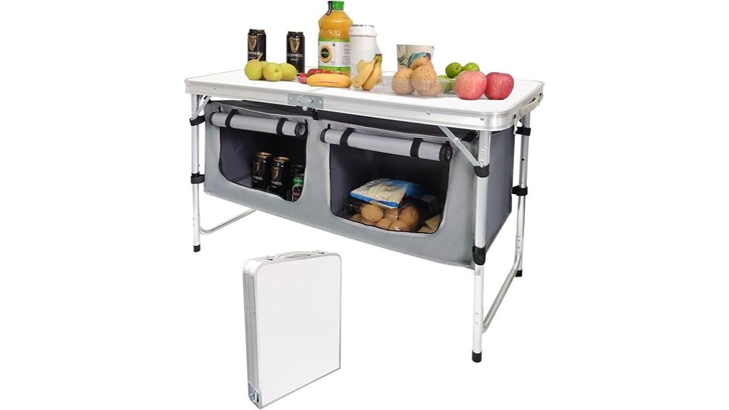 portable folding aluminum table