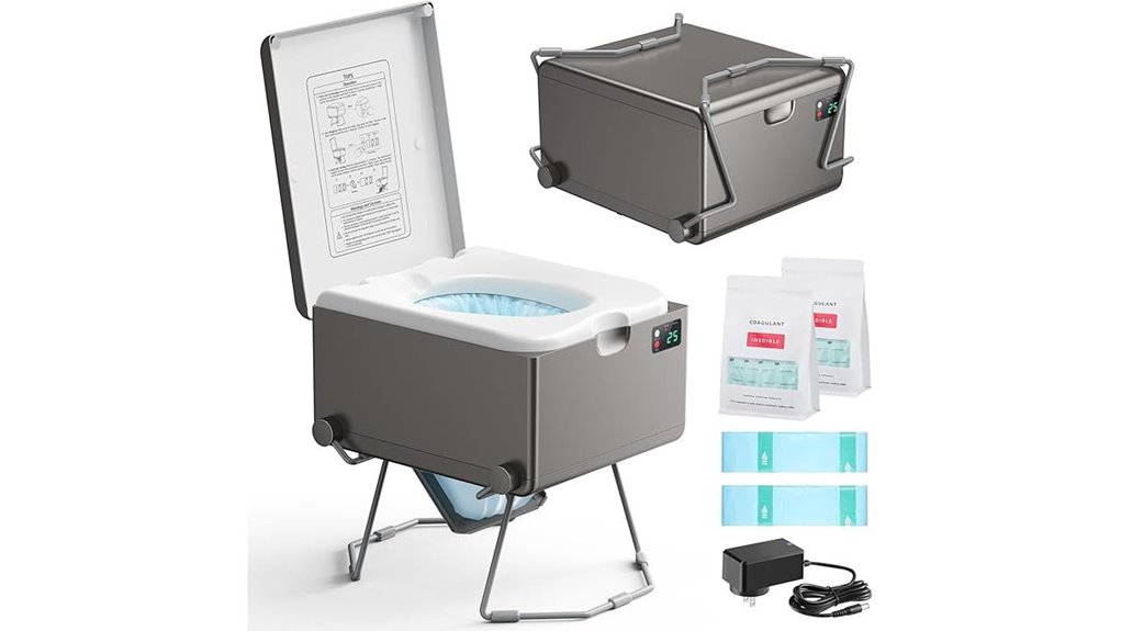 portable rechargeable waterless toilet
