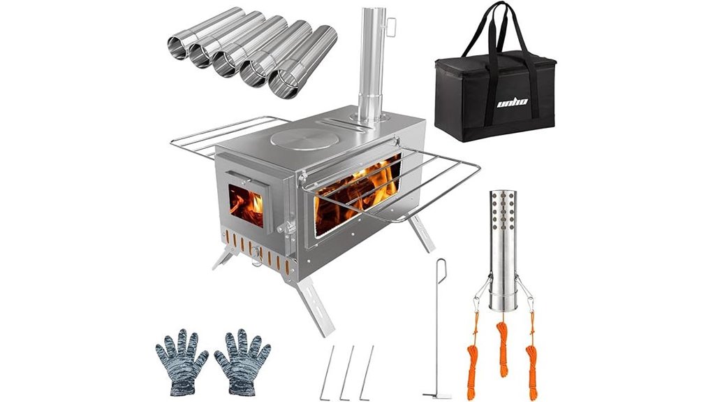 portable six chimney stainless stove