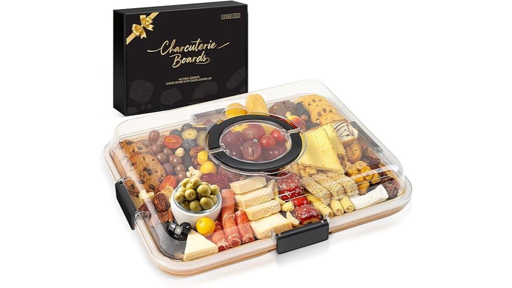 portable six compartment charcuterie board