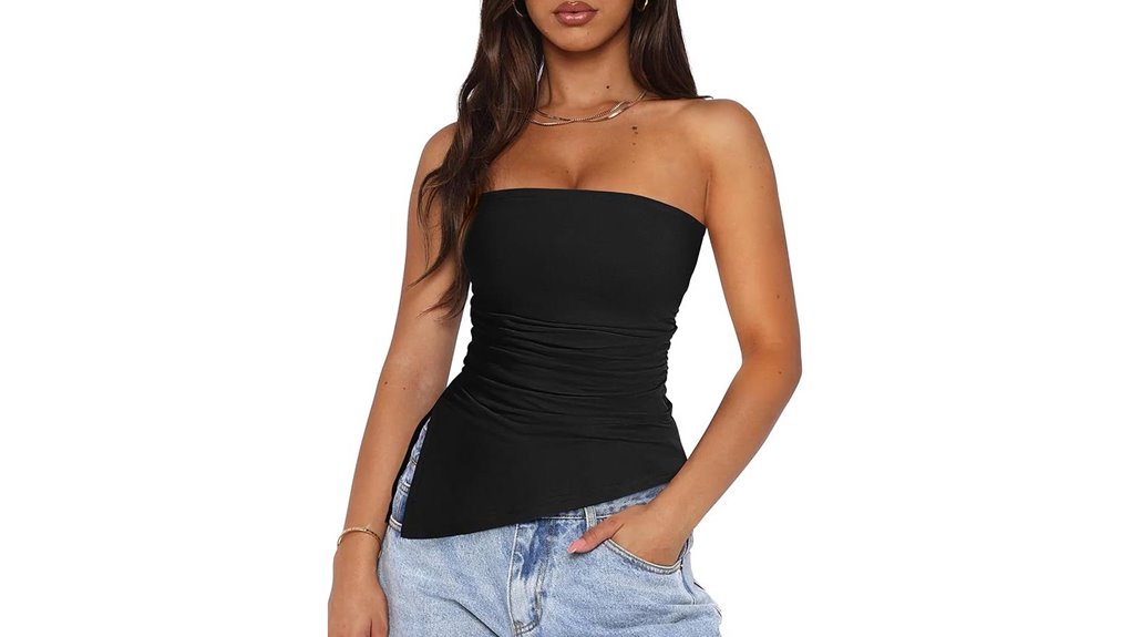 prettygarden asymmetrical strapless tube