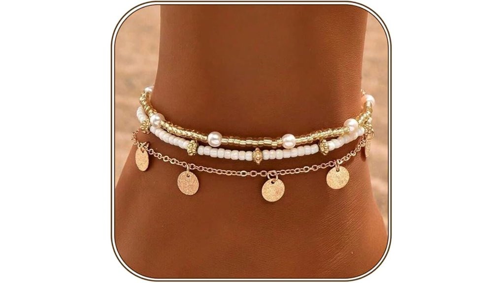 qceasiy gold shell anklets