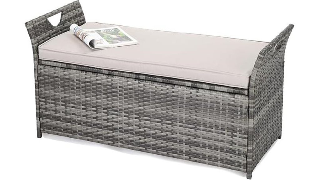 rattan 40 gallon cushioned bench