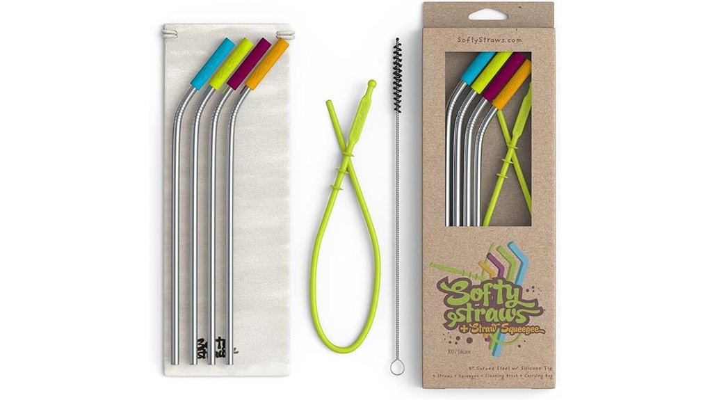 reusable silicone tipped steel straws