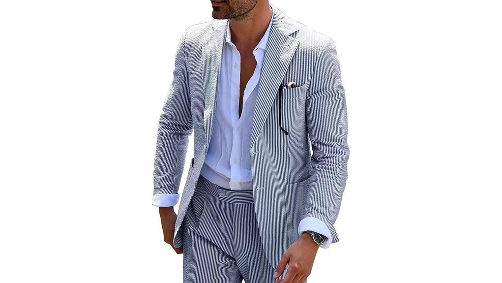 seersucker slim two piece suit