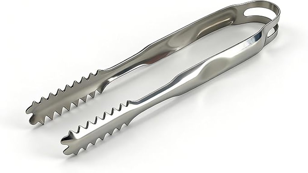 serrated stainless ice tongs