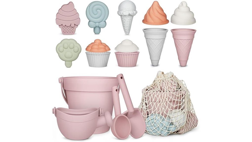 seventeen piece pink silicone set