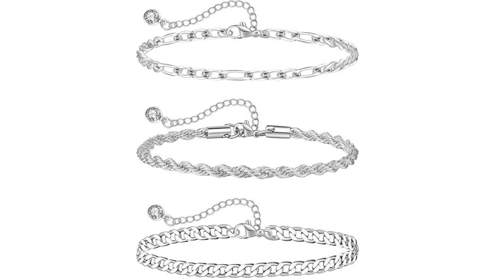 silver ankle bracelets lobster