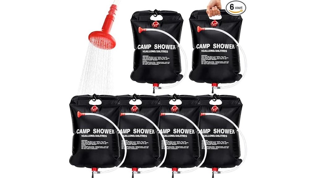 six bag 5 gallon solar shower
