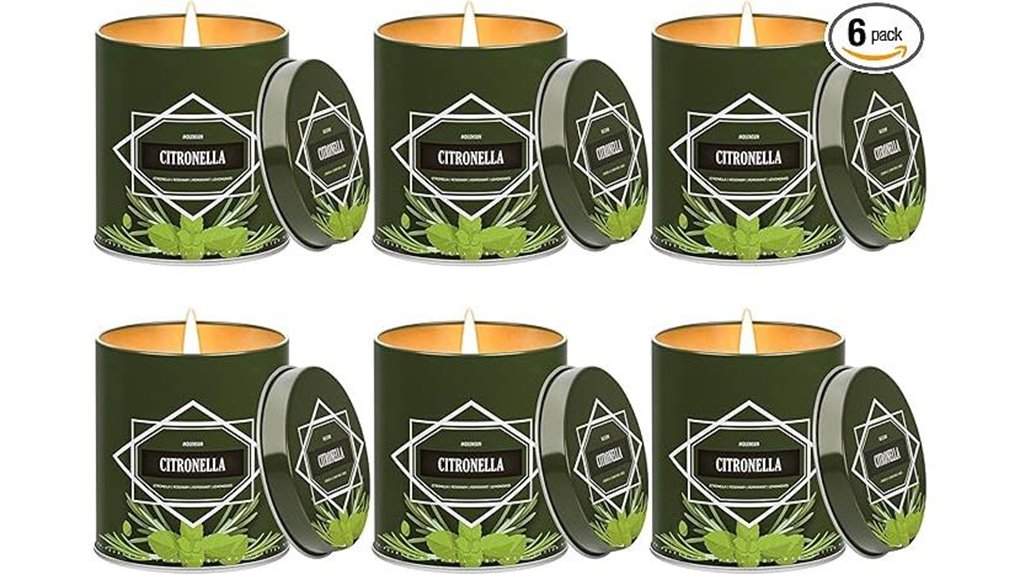six citronella outdoor candles