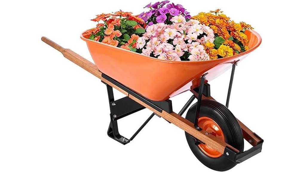 six cubic feet wheelbarrow metal handle
