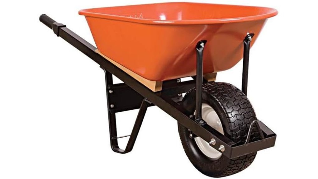 six cubic foot steel wheelbarrow