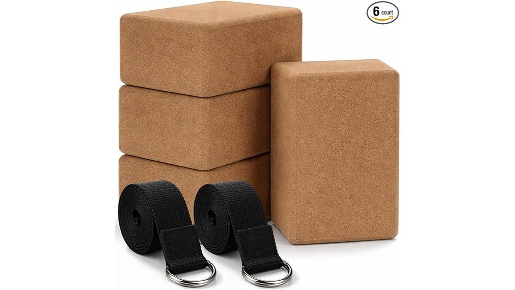 six piece cork yoga blocks