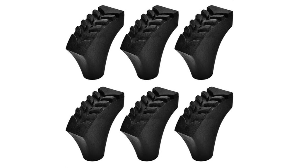 six rubber slip resistant tips