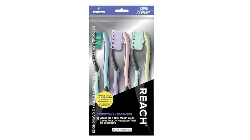 six toothbrushes with caps