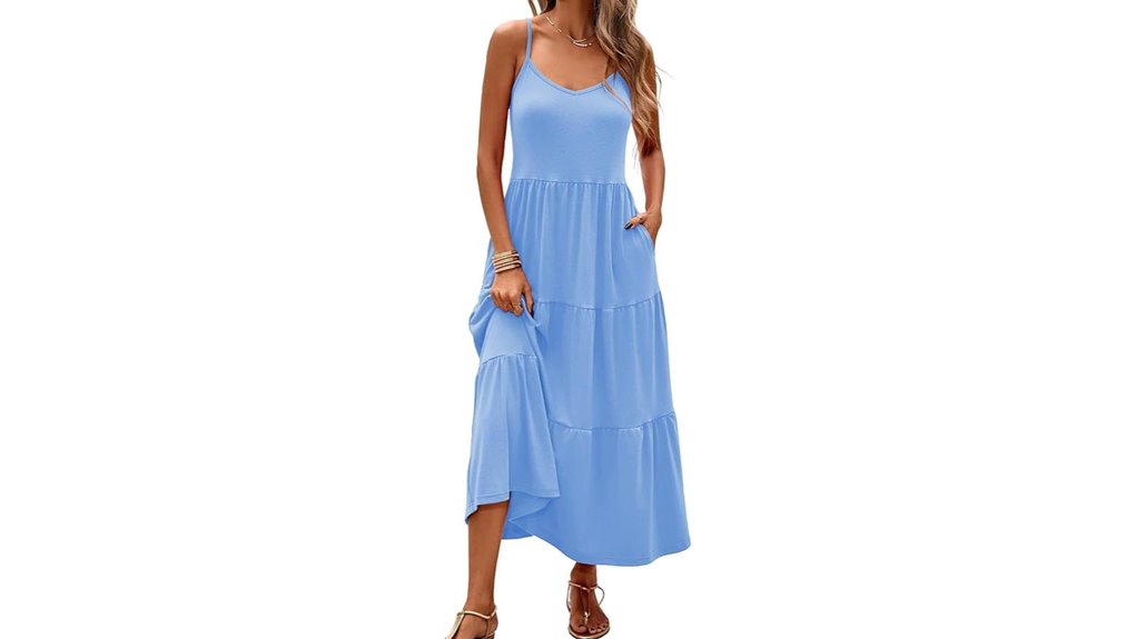 sleeveless tiered maxi pockets