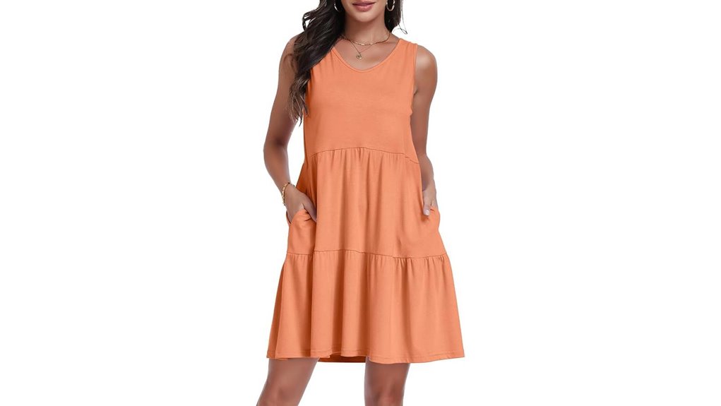 sleeveless tiered pocket sundress