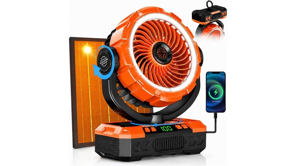 solar camping fan auto oscillates