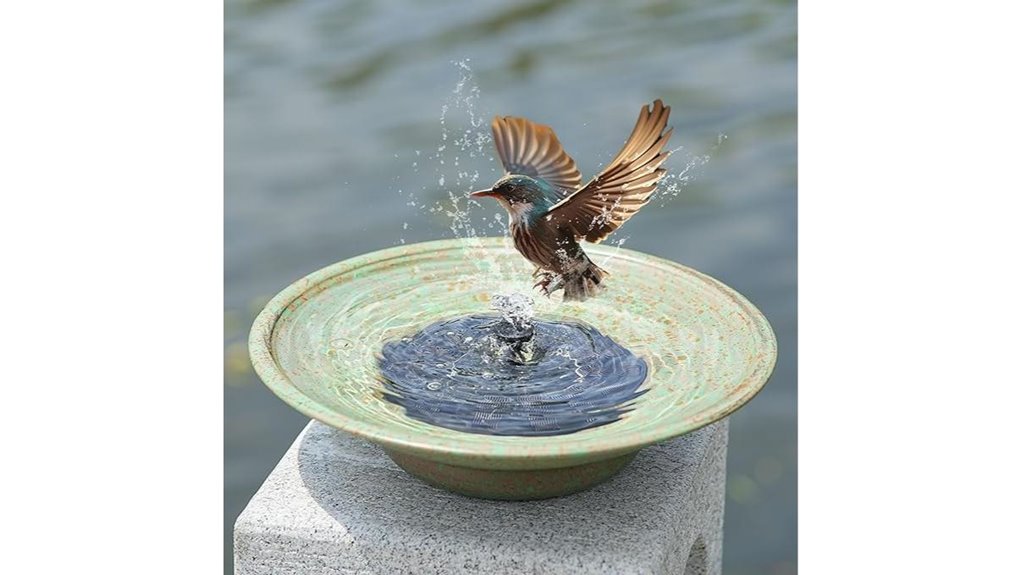 solar metal bird bath